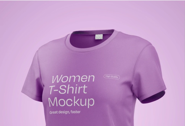 Women T-Shirt Mockup Front View Color