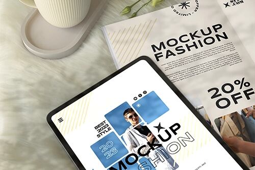Ipad and magazine mockup design