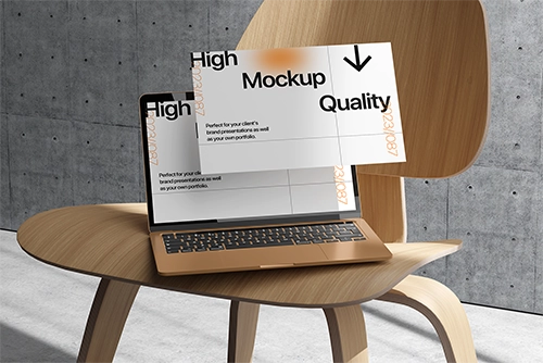 Multiscreen exterior laptop mockup with realistic background