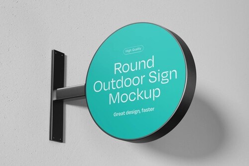 Round Outdoor Sign Mockup