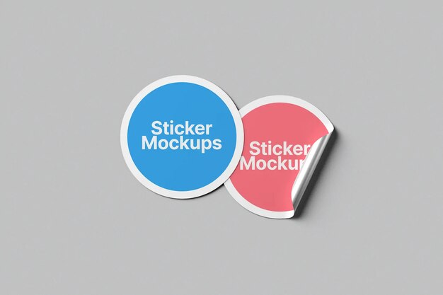 Mockups de stickers redondos