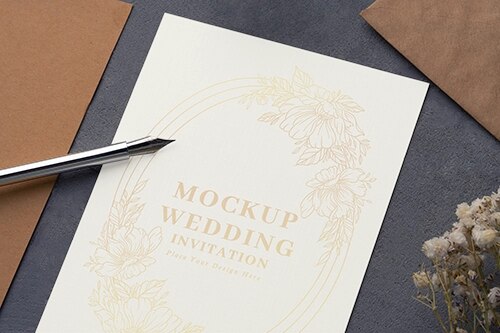 Mockups de invitaciones de boda