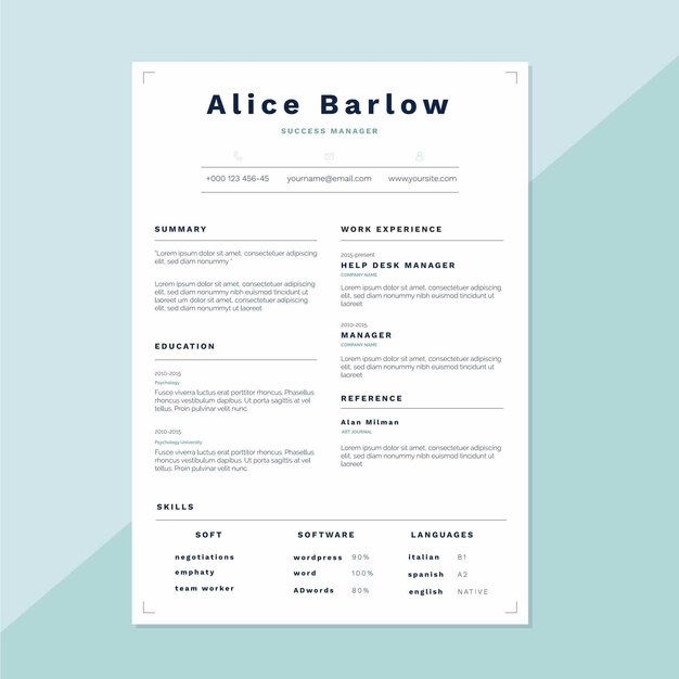 Minimalist resume templates