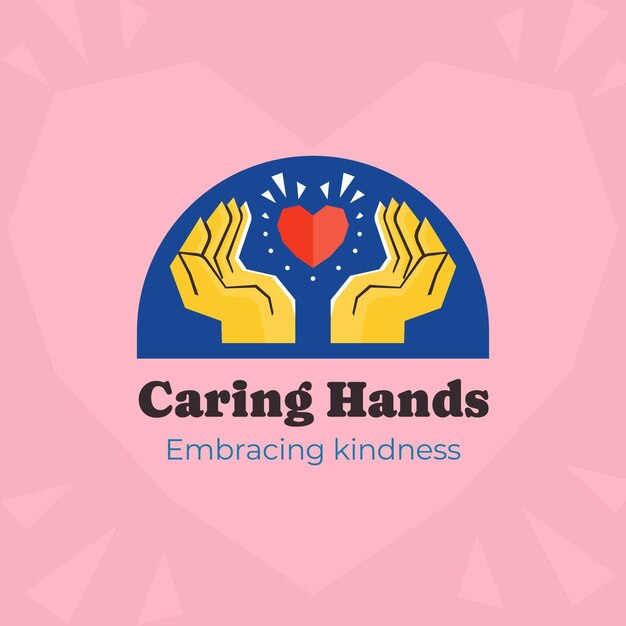 Hand heart logo design template