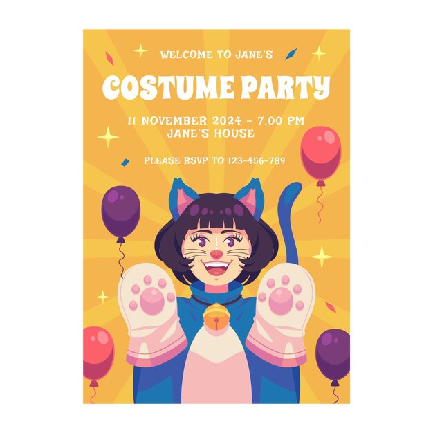 Hand drawn costume party poster template